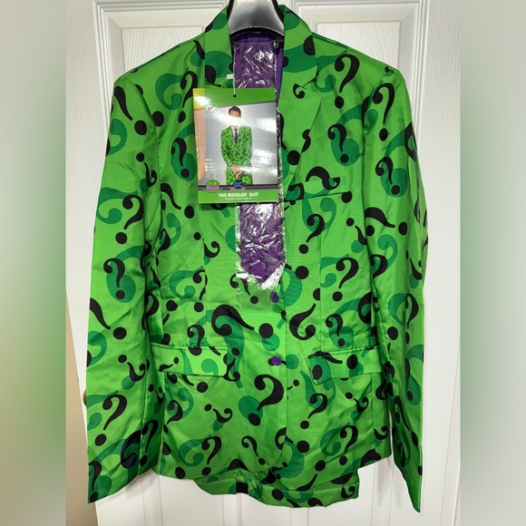 DC Comics RIDDLER SUIT Jacket/Pants/Tie Spirit Halloween Costume Adult Medium - Picture 1 of 5